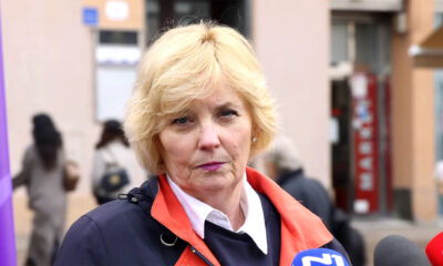 Višnja Stanišić, predsjednica Sindikata umirovljenika Hrvatske, na Jelačić placu u Zagrebu.