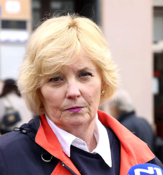 Višnja Stanišić, predsjednica Sindikata umirovljenika Hrvatske, na Jelačić placu u Zagrebu.