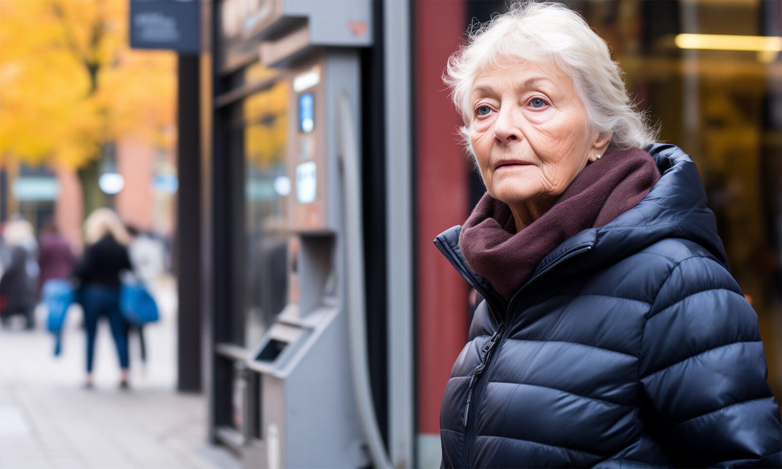 Umirovljenica razočarana uz bankomat, simbol nezadovoljstva zbog izračuna 13. mirovine. Očekivanja nisu ispunjena, a socijalna pravda dovedena u pitanje. Hoće li umirovljenici dobiti pravednu nadoknadu?