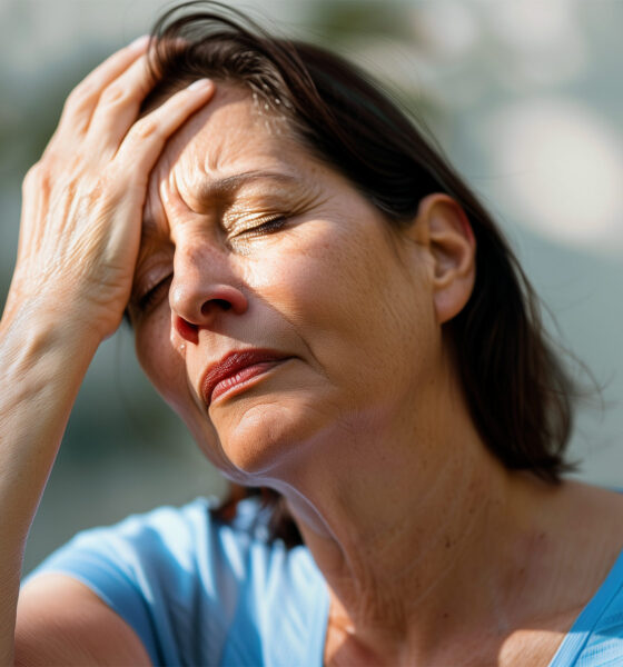 Slika prikazuje Nelu koja se budi u mraku s preplašenim izrazom lica, pokrivač djelomično otkriven, znoj na čelu – simbol menopauze i noćnih problema.