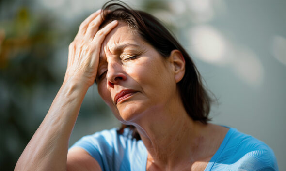 Slika prikazuje Nelu koja se budi u mraku s preplašenim izrazom lica, pokrivač djelomično otkriven, znoj na čelu – simbol menopauze i noćnih problema.