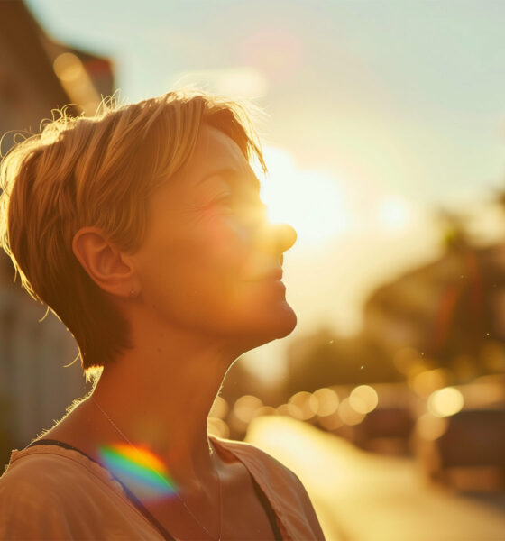 Žena na zalasku sunca.