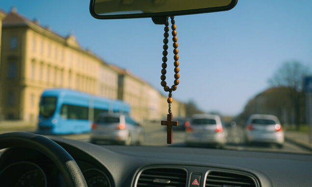 Mnogi u Hrvatskoj vješaju krunicu na retrovizor automobila kao znak vjere i zaštite u prometu. Glas Koncila ističe da takav simbol treba pratiti i odgovorno, uzorno ponašanje u vožnji, u skladu s kršćanskim vrijednostima.