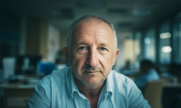 Mato Jarić, službenik državne uprave, sjedi u uredu – ilustracija priče o mirovinskoj budućnosti radnika s prosječnom plaćom.