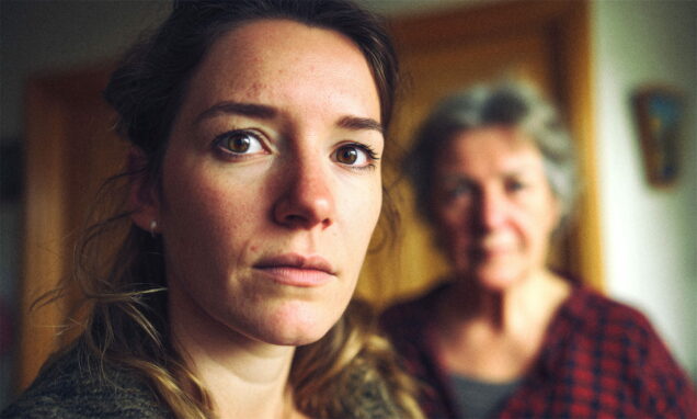 Mlada žena gleda u objektiv, iza nje stoji starija žena.