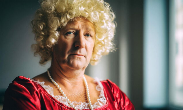 Muškarac odjeven u ženu.