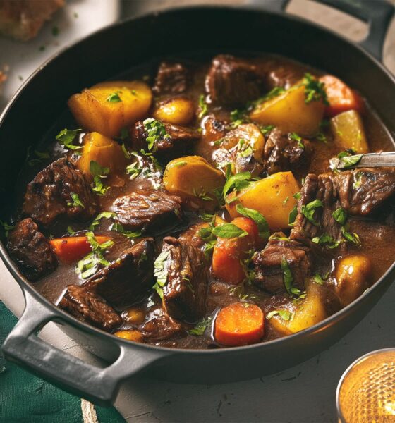 Gulaš poslužen u zdjeli.