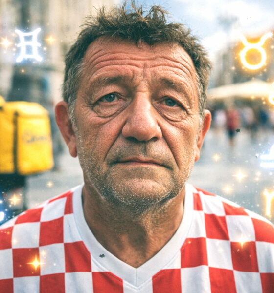 Muškarac u dresu hrvatske nogometne reprezentacije.