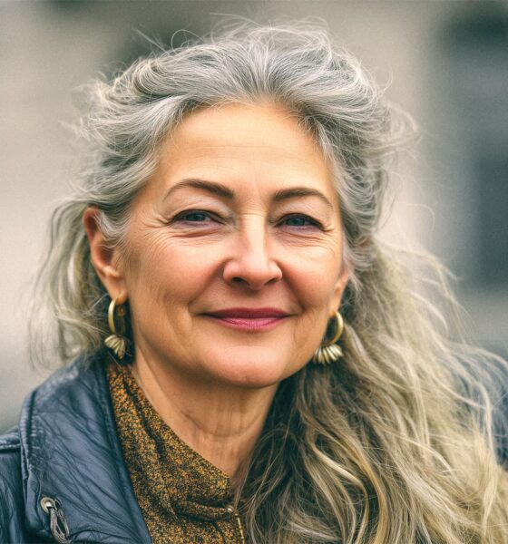 Žena sa sijedom kosom na ulici u Zagrebu.