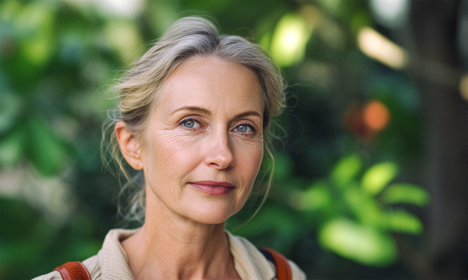 Diskretno našminkana žena u Botaničkom vrtu u Zagrebu.