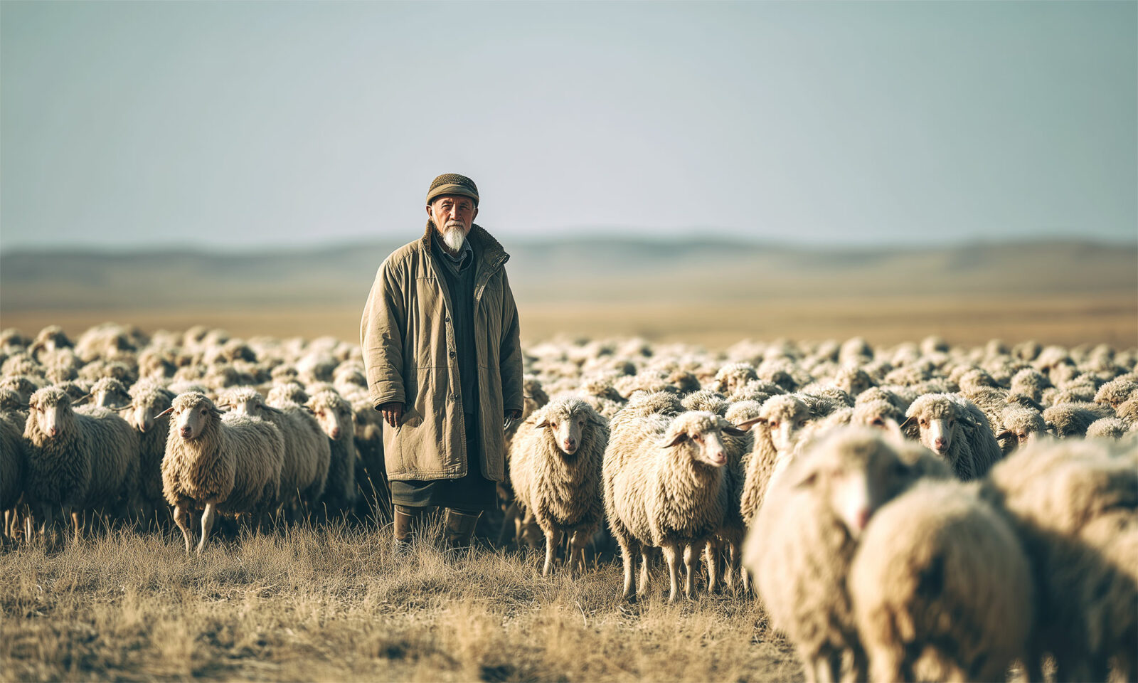 Kazak čuva ovčice.