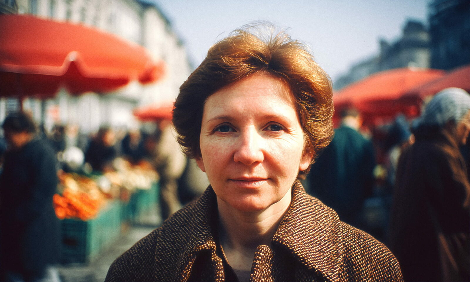 Žena na tržnicu u Zagrebu ranih osamdesetih godina.