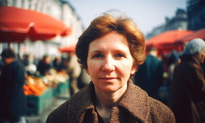 Žena na tržnicu u Zagrebu ranih osamdesetih godina.