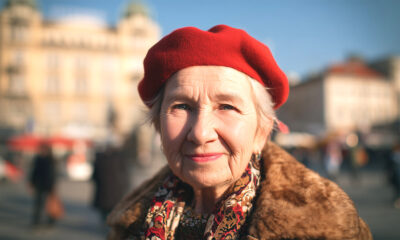 Starija žena s beretkom u Zagrebu.