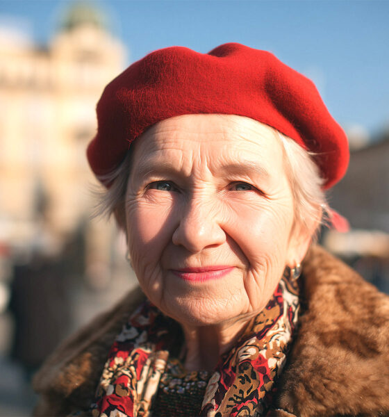 Starija žena s beretkom u Zagrebu.
