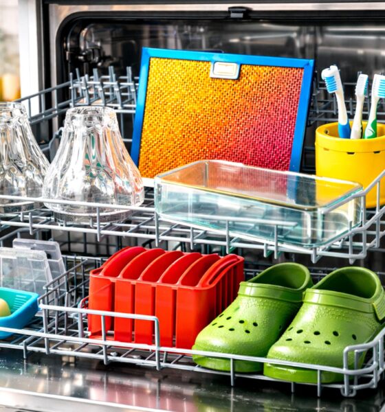 Perilica posuđa krcata neobičnim stvarima.