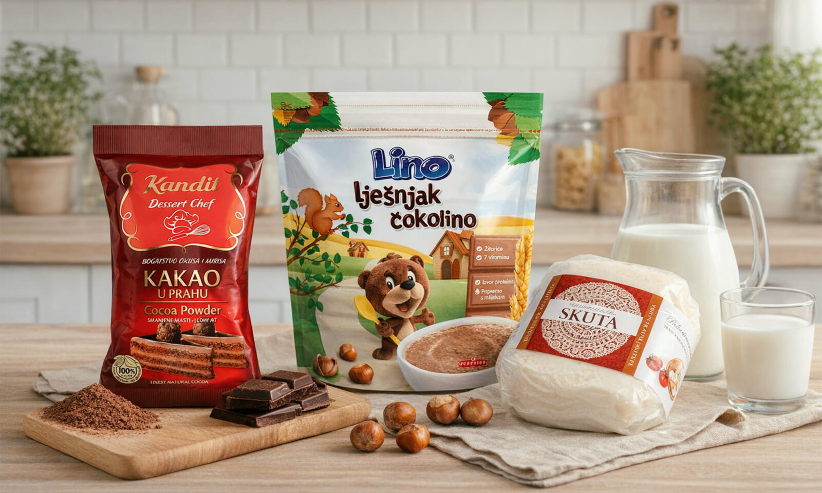 Kakao, čokolino i skuta.