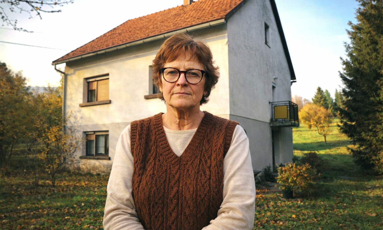 Žena pred obiteljskom kućom u Zagorju.