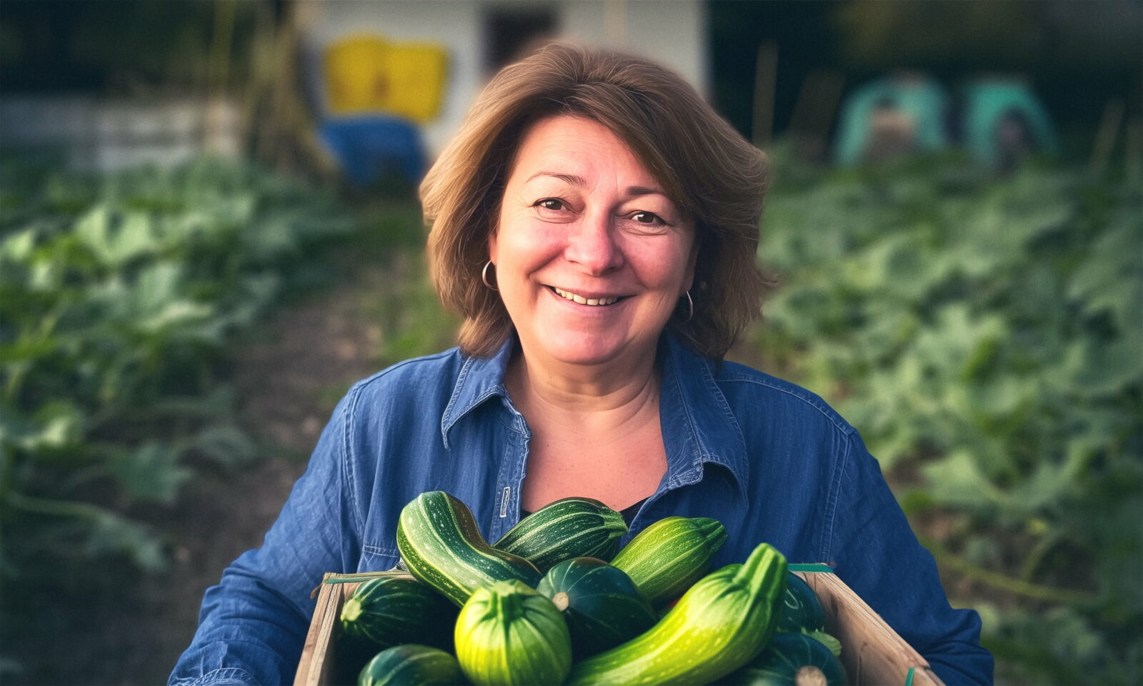 Umirovljenica Nada u vrtu drži gajbu tikvica.