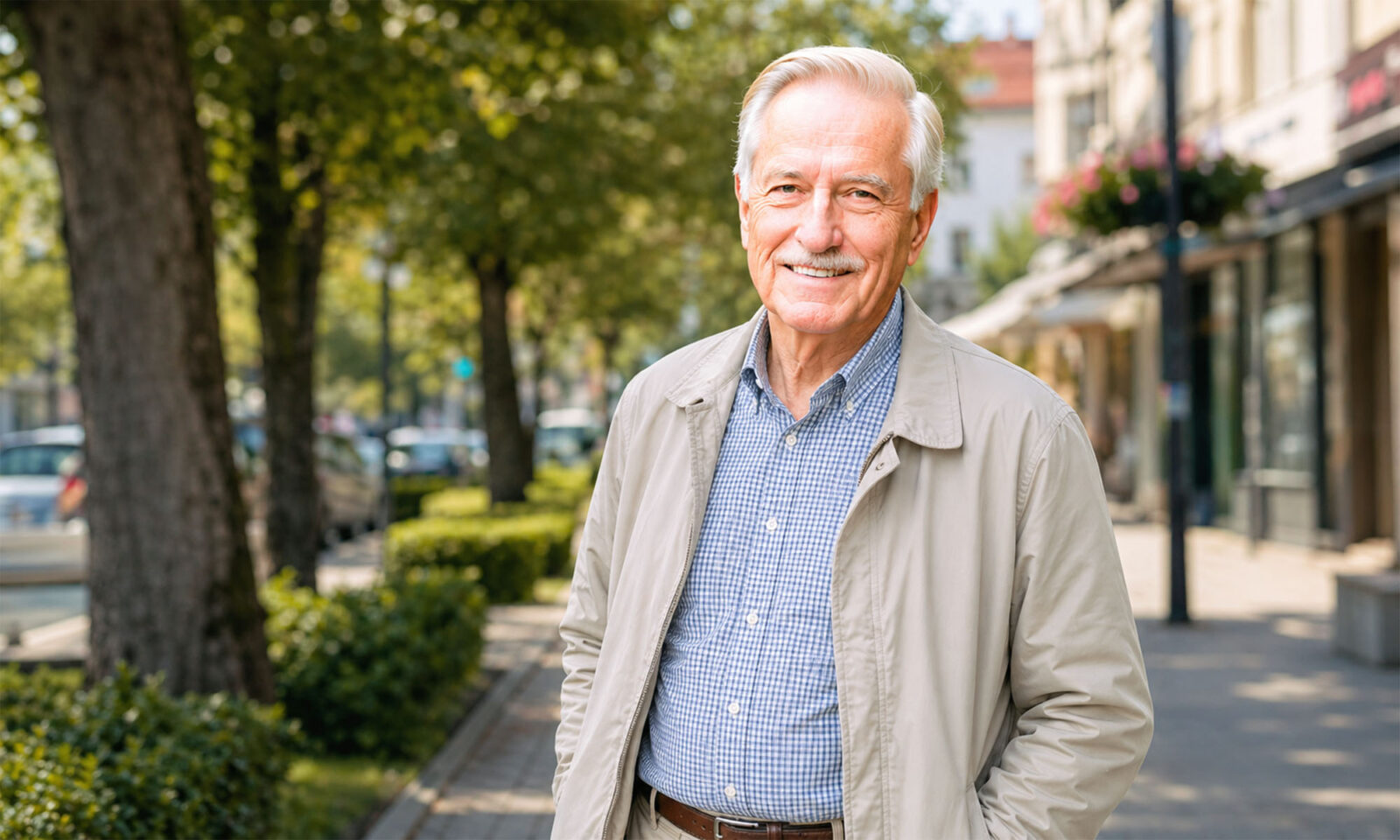 Umirovljenik na pločniku u Velikoj Gorici.