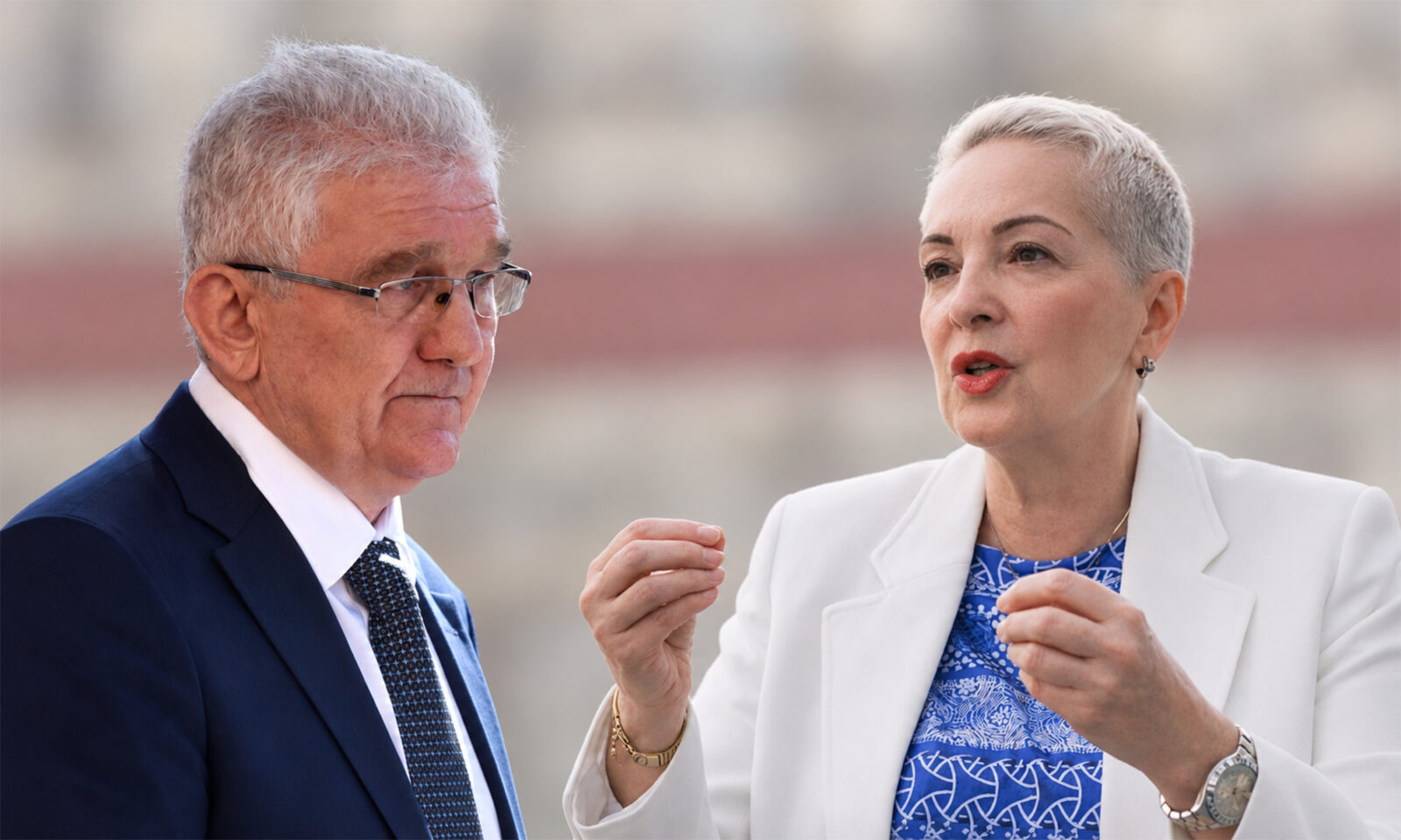 Milivoj Špika i Ema Culi u zajedničkom kadru tijekom rasprave o mirovinama i rezultatima HSU-a.